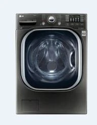 LG - 4.5 Cu. Ft. High-Efficiency Stackable Front-Load Washer with Steam and TurboWash Technology - Black stainless steel